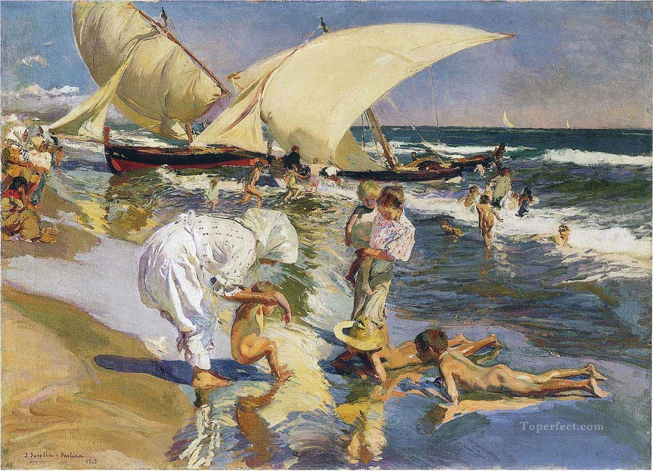 valencia beach in the morning light 1908 Oil Paintings